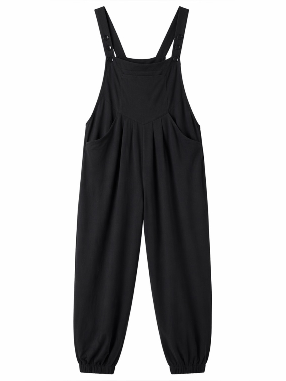 Halara Pockets Waffle Casual Jogger Overalls Black Jumpsuit NWT